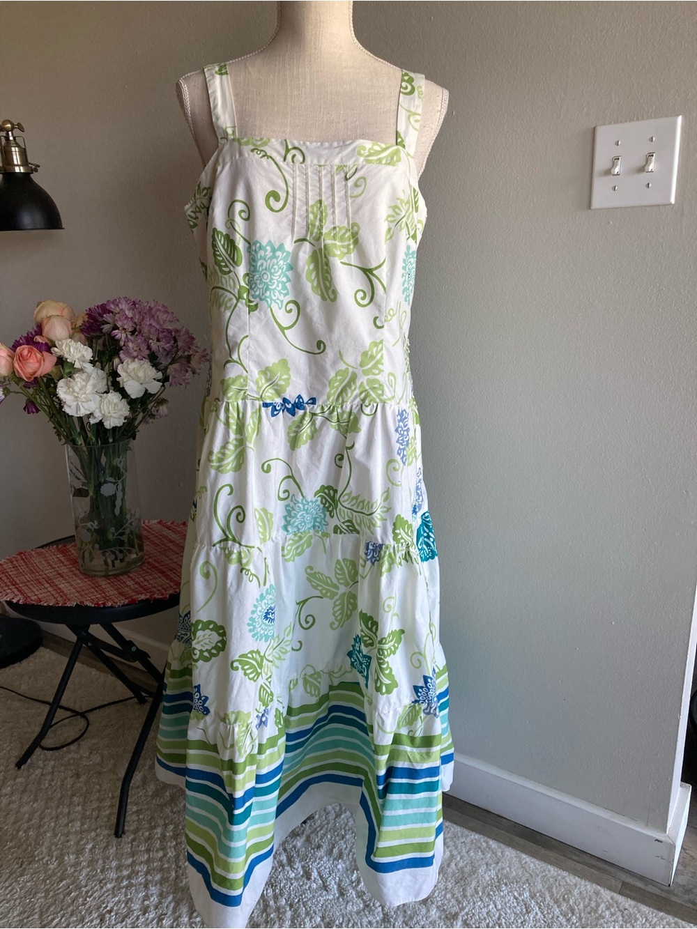 Danny & Nicole Dress with Green and Blue Floral Print